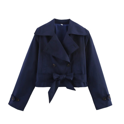 Gabardina cruzada en azul marino