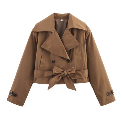 Gabardina cruzada en marrón